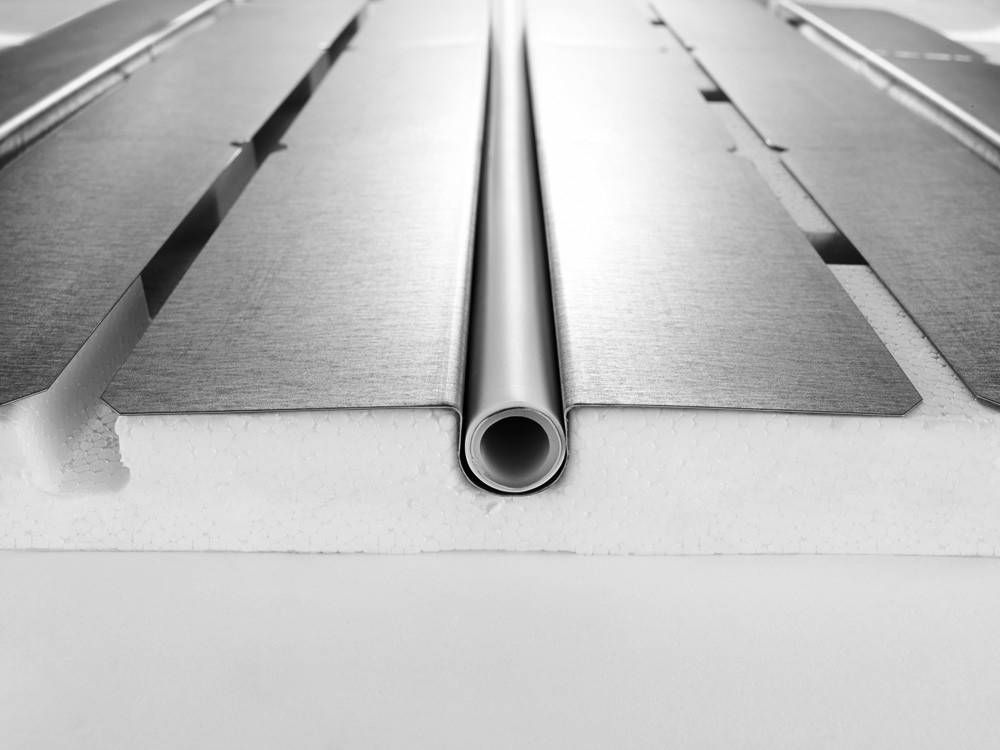 Querschnitt Trockenbausystem Fußbodenheizung