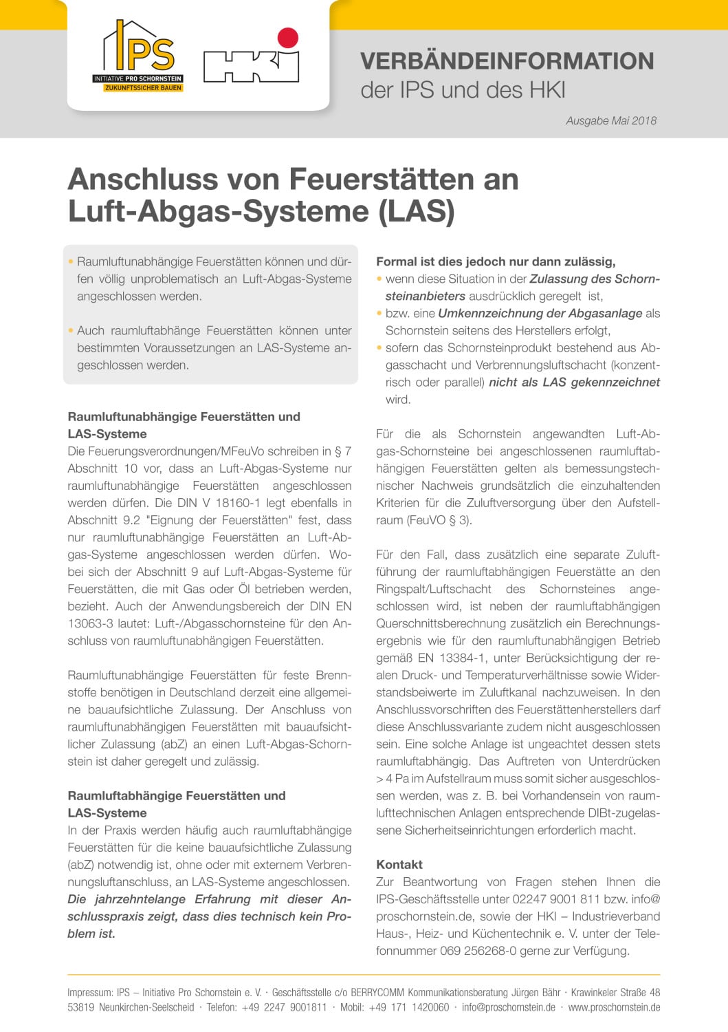 Anschluss von Feuerstätten an Luft-Abgas-Systeme