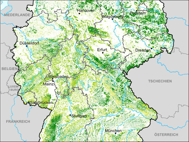 Waldformen in Deutschland (Stand: 2018)