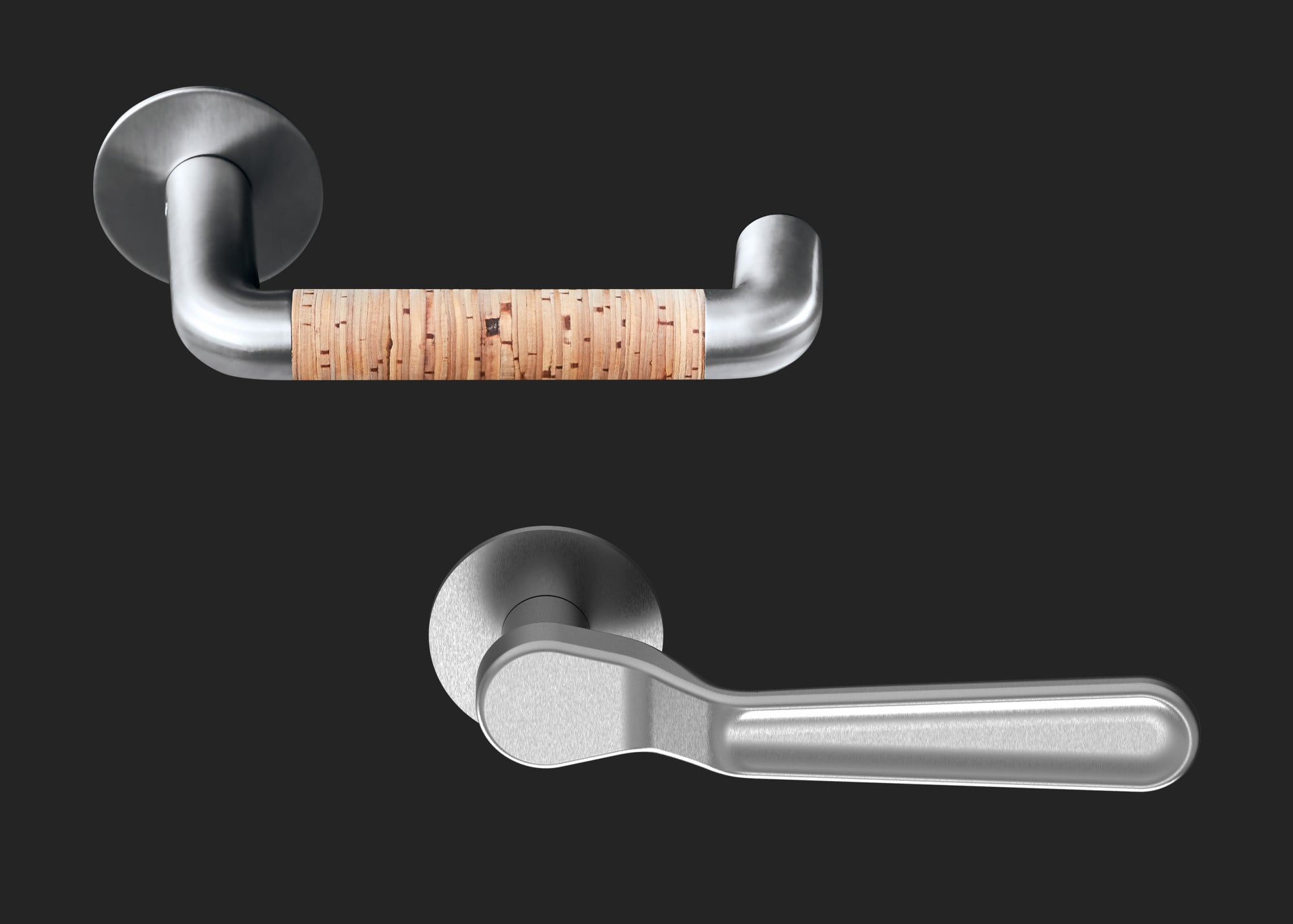 Ein Entwurf von dem dänischen Designer und Architekten Lars Vejen ist der mit Birkenrinde ummantelte Türdrücker Nordic.