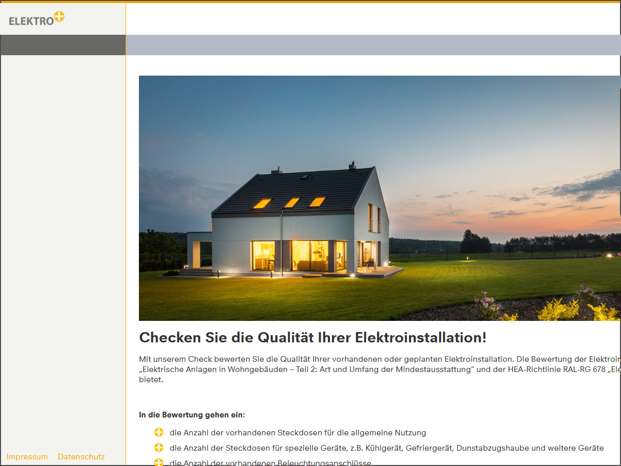 Online-Ausstattungscheck für Elektroinstallationen 