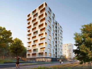 Die Hochhäuser sind modular erstellt, aus Elementen, die primär aus nachwachsenden Rohstoffen wie Holz und Stroh bestehen.