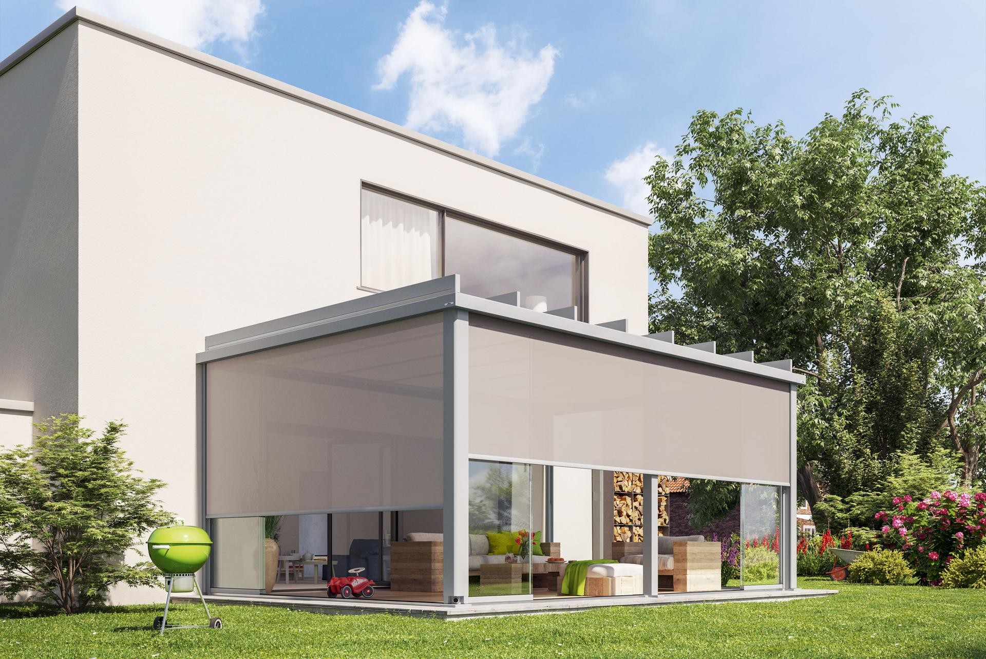 Quaderförmiges Glas-Terrassendach | Sonnenschutz | Produkte | Baunetz