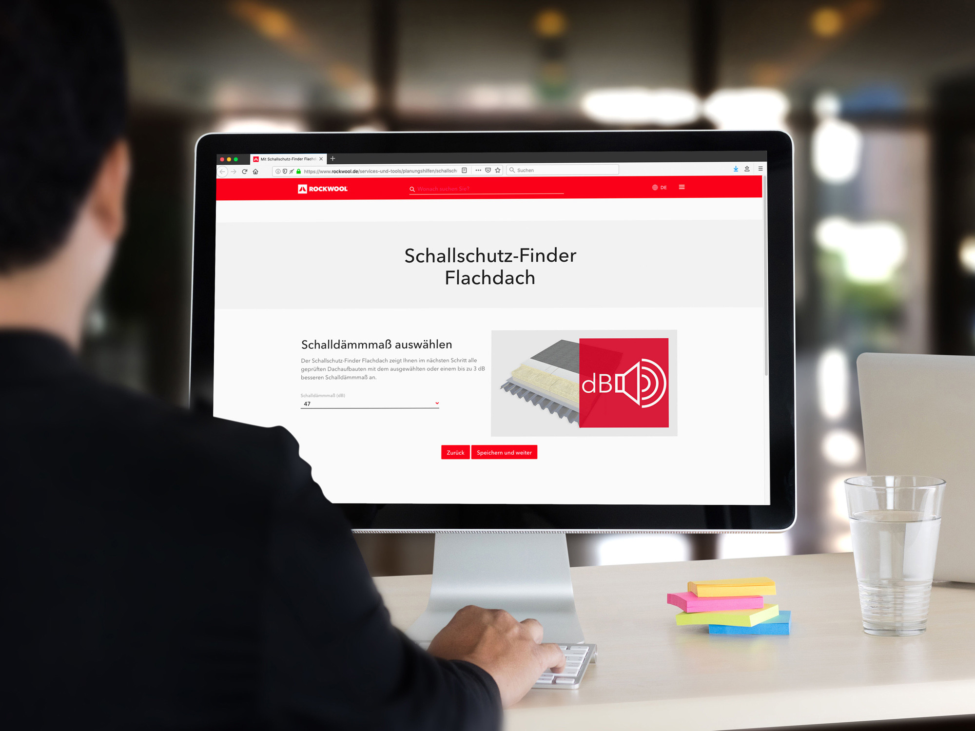 Mit wenigen Klicks erhält man Angaben zum Dachaufbau.