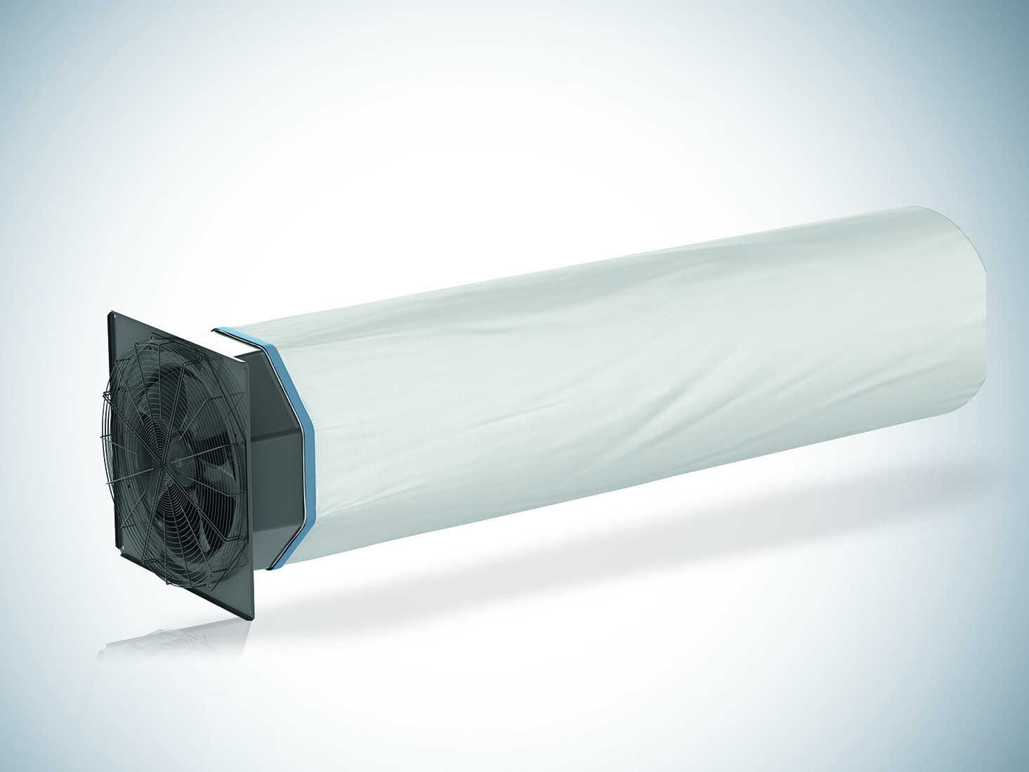 Druckstarke Axialventilatoren für die Schlauchbelüftung, die die Pflanzen von unten mit CO2 versorgt.