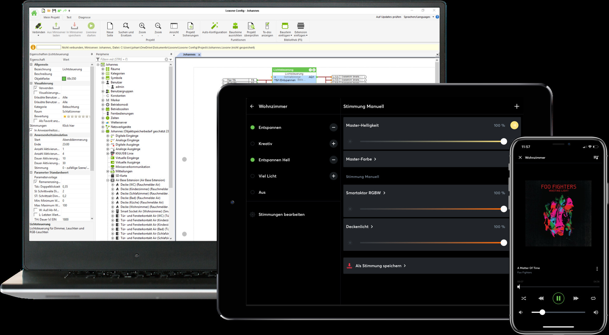 Die Bedienug durch den Nutzer erfolgt per App, Touchpanel oder Tablet.