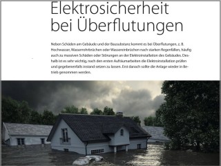 Infoflyer Elektrosicherheit bei Überflutungen, Hinweise für Elektrofachkräfte