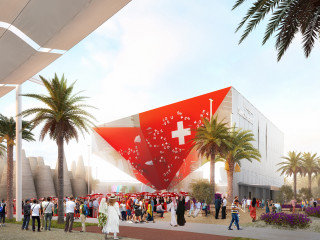 Der Schweizer Pavillon für die Expo 2020 im Herbst in Dubai. Das Büro OOS aus Zürich konnte mit seinem Konzept „Belles Vues" überzeugen (Rendering).