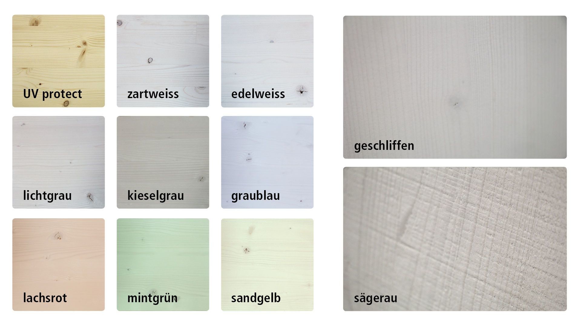 Die Deckenelemente werden in natur und acht Silikatfarben angeboten.