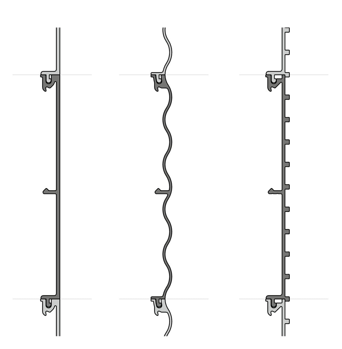 Die Paneele können horizontal oder vertikal verbaut werden und stehen in unterschiedlichen Profilformen zu Verfügung.