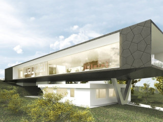 Das Wagner Design Lab, ein einfacher, schwebender Riegel, weist zwei Glasfassaden mit einer Gesamtfläche von 240 m² auf. 
