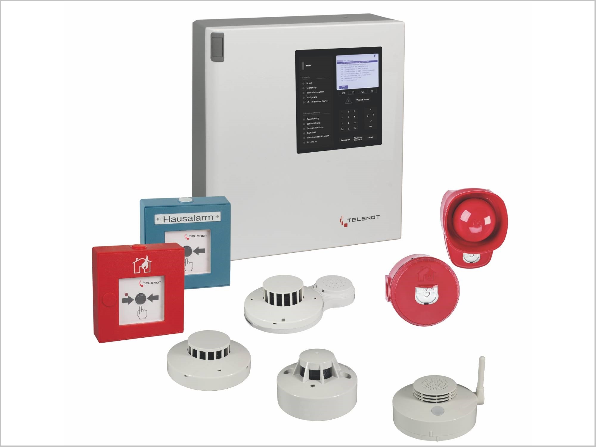 Das VdS-anerkannte Brandmeldesystem hifire® 4000 BMT von Telenot erkennt gleichermaßen schnell wie zuverlässig alle Brandkenngrößen wie Rauch, Wärme und CO2 und alarmiert automatisch Hilfestellen.