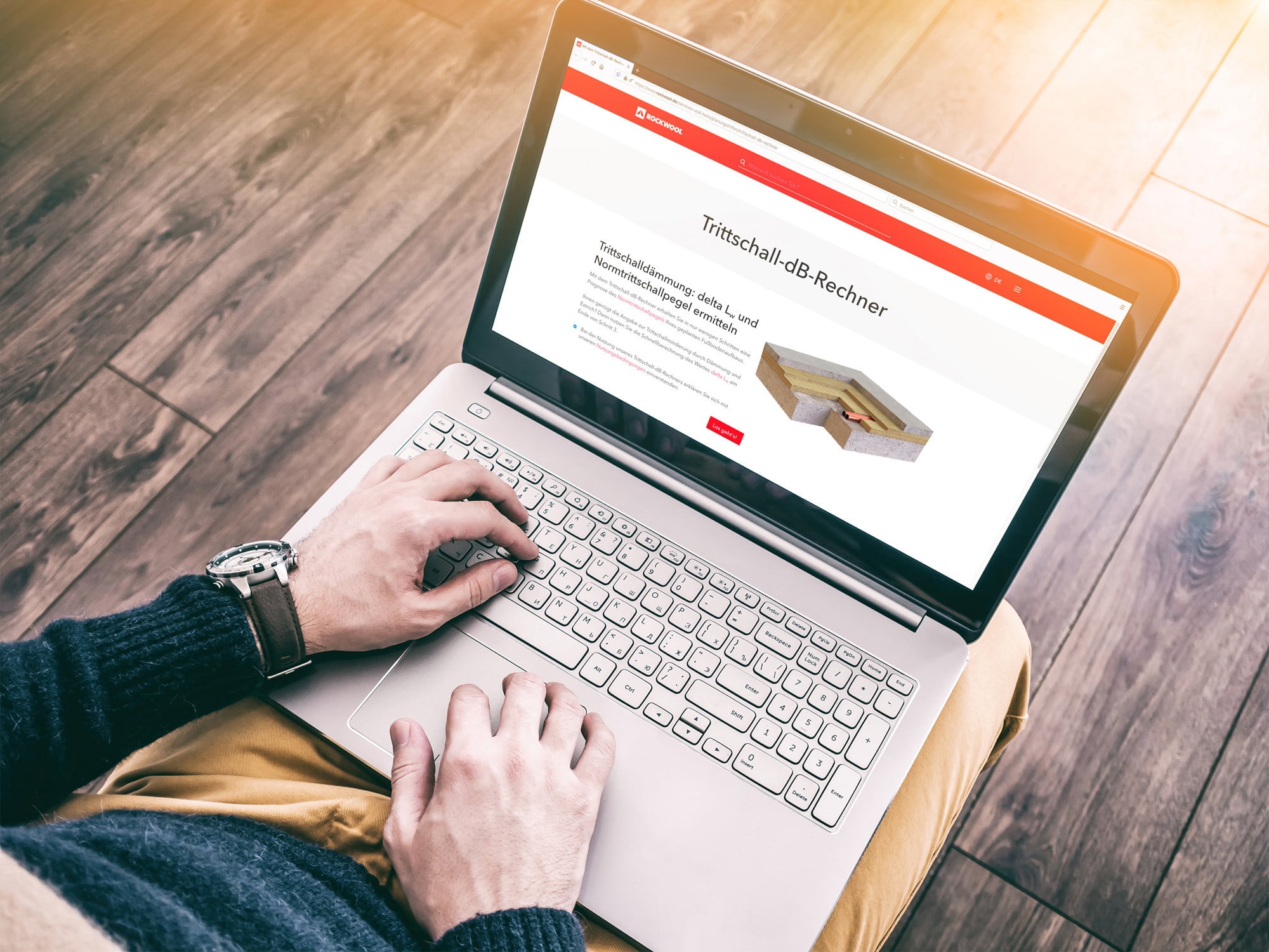 Das Onlinetool ermöglicht eine erste Einschätzung, ob eine Fußbodenkonstruktion die DIN-Mindestanforderungen erfüllen kann.