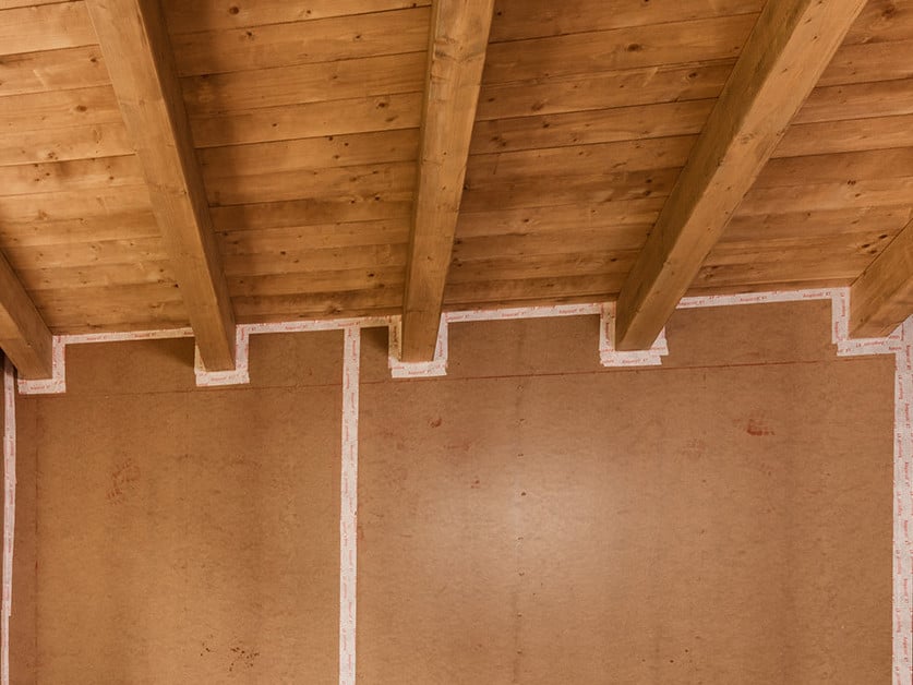 Die Holzfaserplatte Funderplan eignet sich zur raumseitigen Beplankung von Holzrahmenbauten und für Zwischenwände.