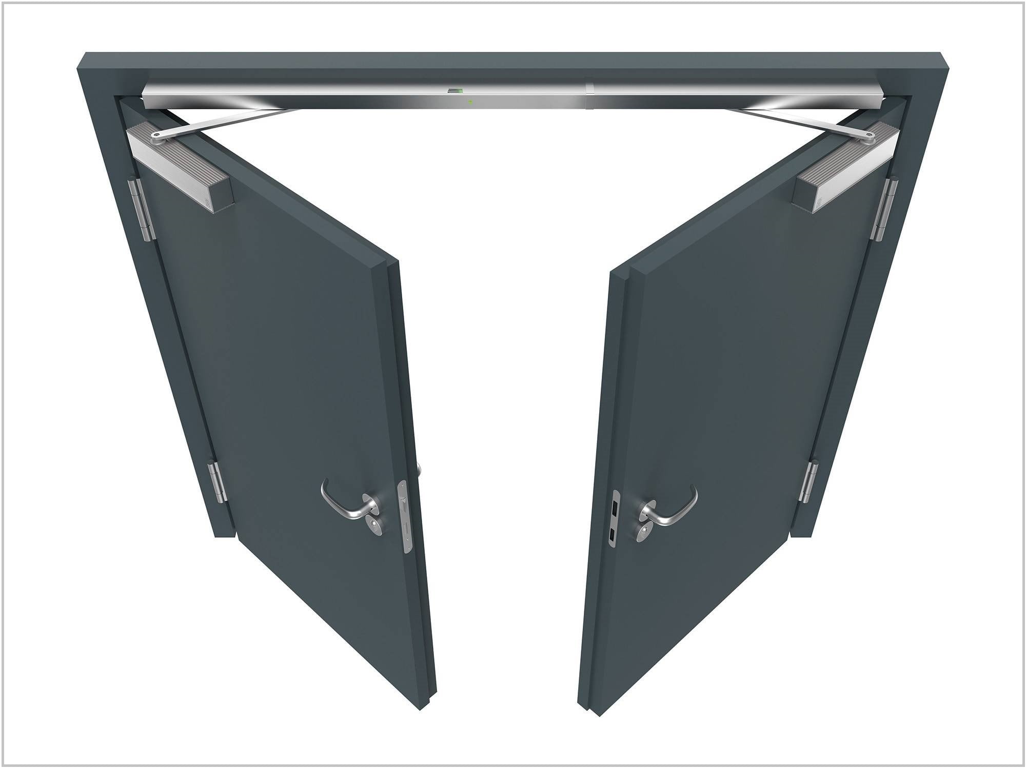 Die Feststellanlage FSA III eignet sich sowohl für ein- als auch für zweiflügelige Türen.