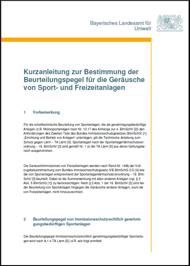 Beurteilungspegel für Geräusche von Sportanlagen
