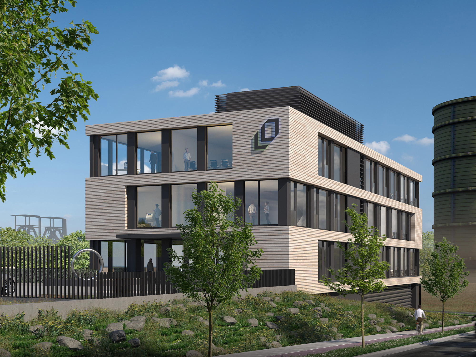 Der Entwurf stammt aus der Feder von Drahtler Architekten. Das Gebäude soll als Referenzprojekt dienen, um in naher Zukunft den digitalen Bauantrag als Genehmigungsstandard umzusetzen.