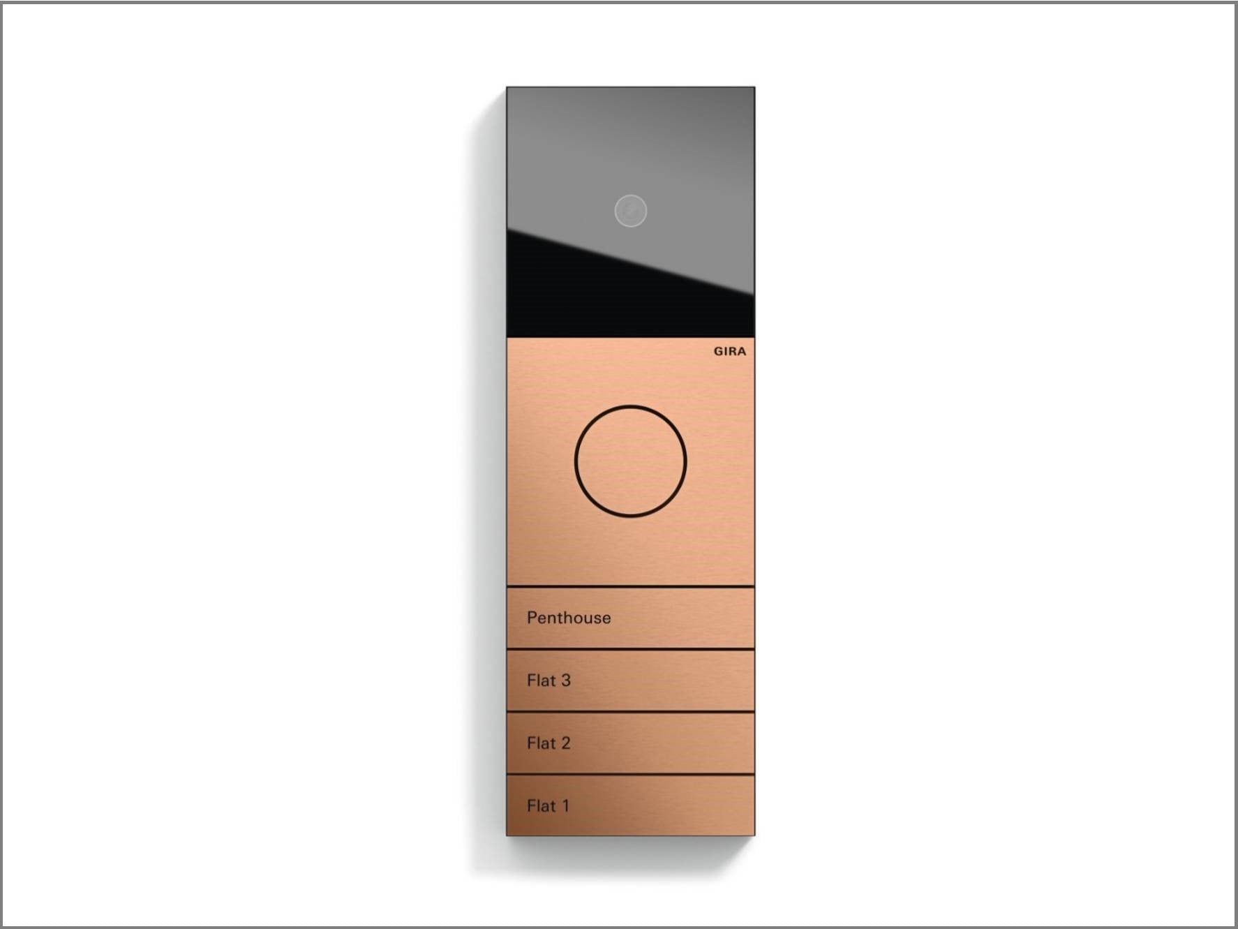 Ausgesprochen elegant mutet die Türstation des Systems 106 mit der Edelstahlabdeckung an.