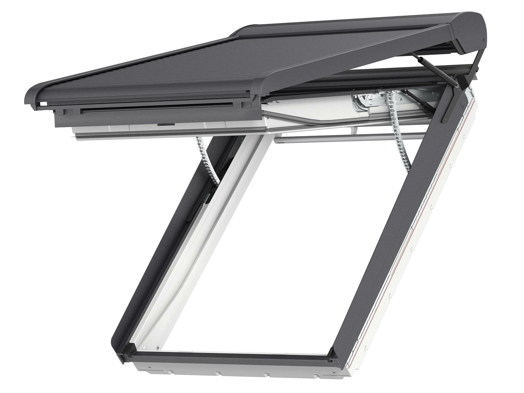 Das Fenster ist mit Rollladen, Sonnenschutzelementen sowie mit dem Smart-Home-System Velux Active kombinierbar.