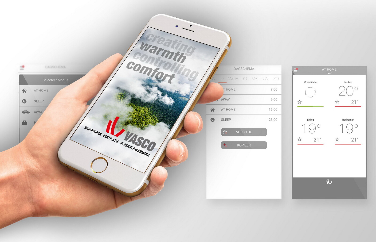 Mit der kostenlos herunterladbare Climate Control-App für iOS und Android können dann die Heizzeiten und Temperaturwünsche über ein mobiles Endgerät gesteuert werden. 