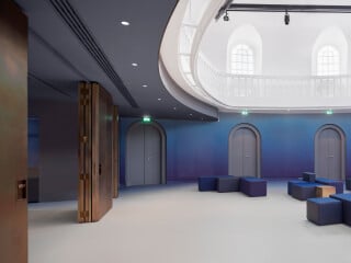 MATH Architecten und das Interiordesignbüro i29 haben in Amsterdam ein historisch bedeutsames Gebäude aus dem 18. Jahrhundert in ein technisch avanciertes Kulturhaus verwandelt. Im Bild: Shaffyzaal
