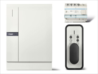 Das Energiemanagementsystem flow besteht aus einem Energiemanagement-Controller zur Hutschienenmontage, einem Energiespeicher und (im Paket 2) einer Ladestation für Elektrofahrzeuge.