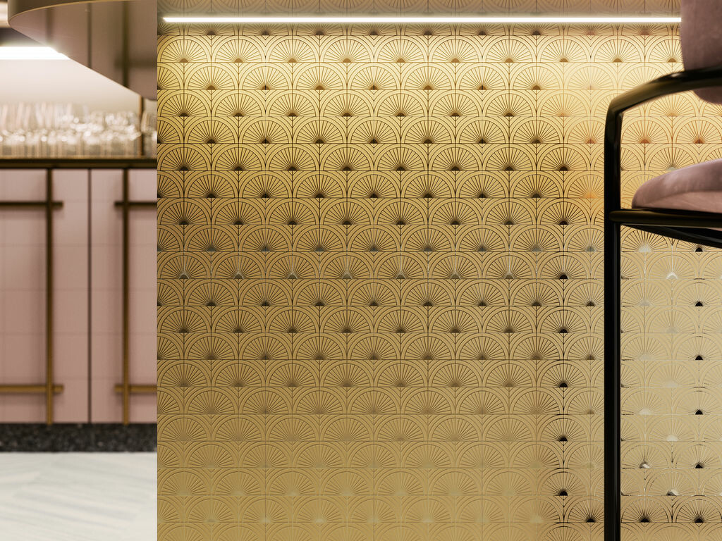 Die Kollektion umfasst vier Muster aus Rhomben und Bögen – Royal, Glam, Elegance und Jazz.