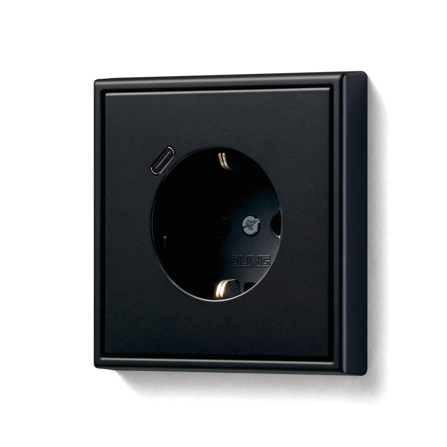 Schuko- Steckdose mit USB-Anschluss LS 990 in Graphitschwarz matt