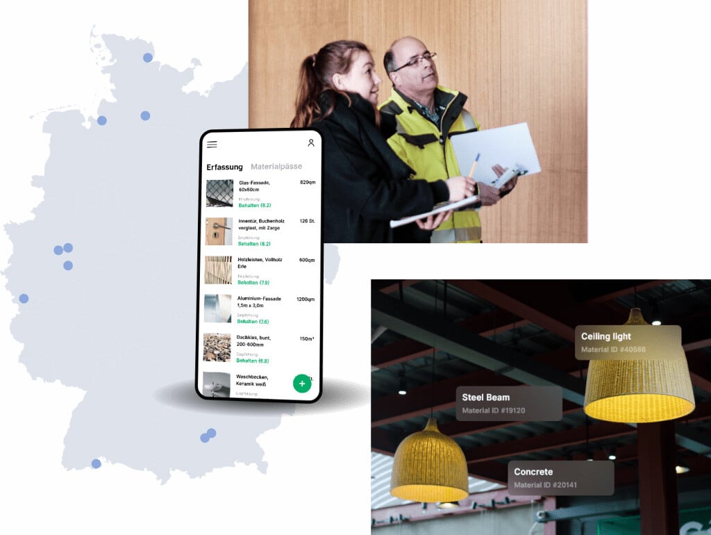 Die Bauteile und Ressourcen in der Stadt werden von Concular aufgenommen und als Material- und Produktpässe abgespeichert.