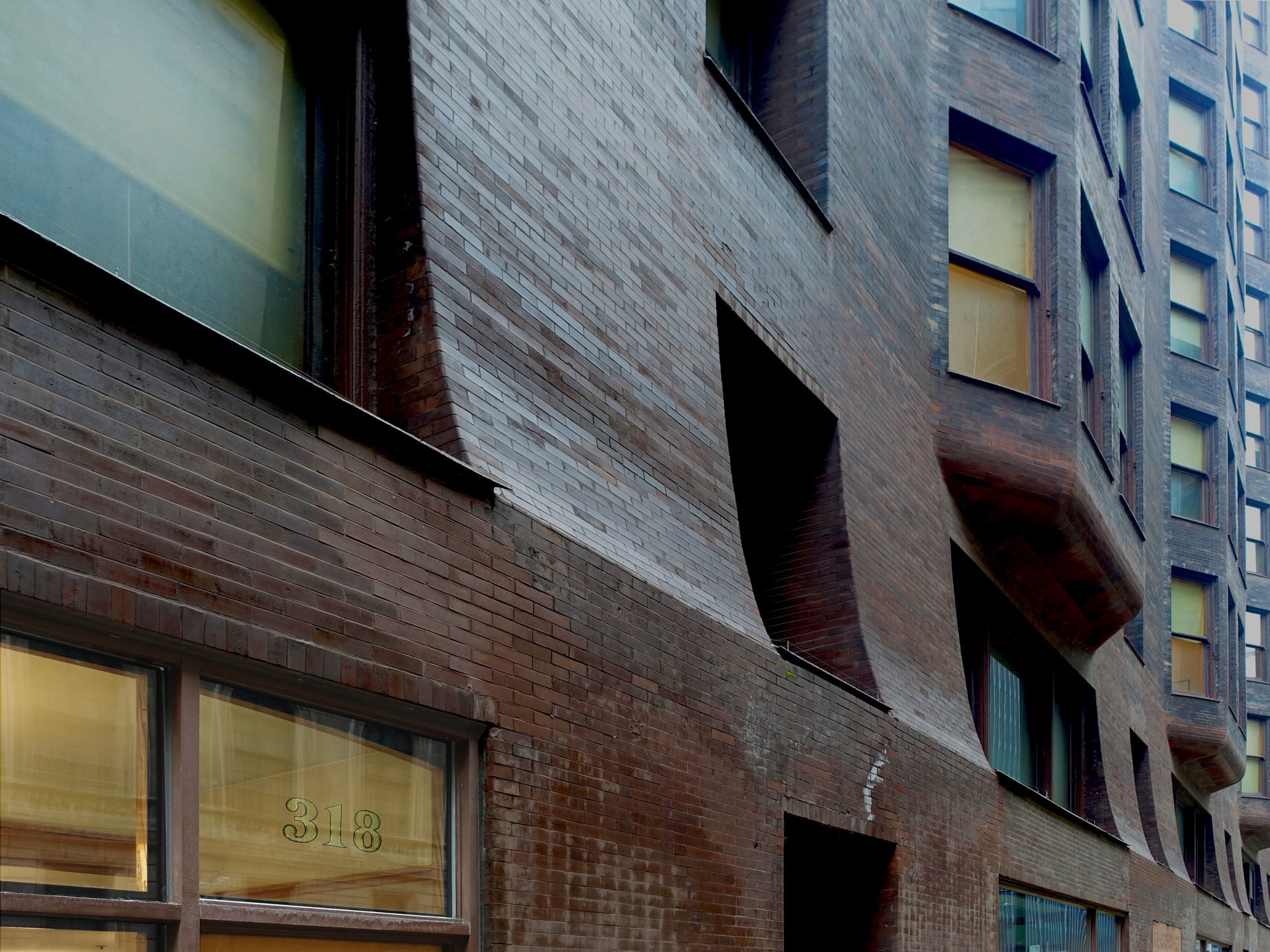Laibungen beim Monadnock Building Chicago, Sockelbereich der Nordfassade, 1891 Burnham & Root