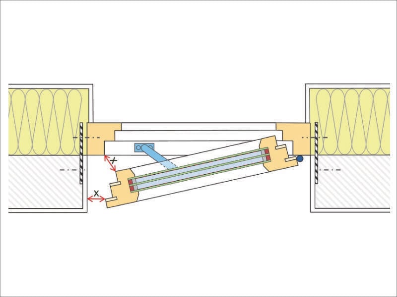 Schematische Darstellung eines absturzsicheren Fenstersystems