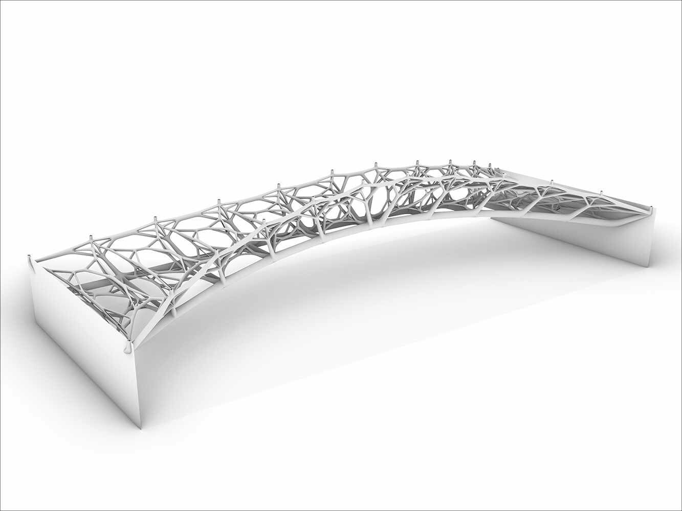 Bei dem 3D-Injektionsdruckverfahren werden Betonstränge robotergesteuert in ein Trägermedium (Gel) injiziert, sodass besonders filigrane, materialsparende Betonstrukturen hergestellt werden können.