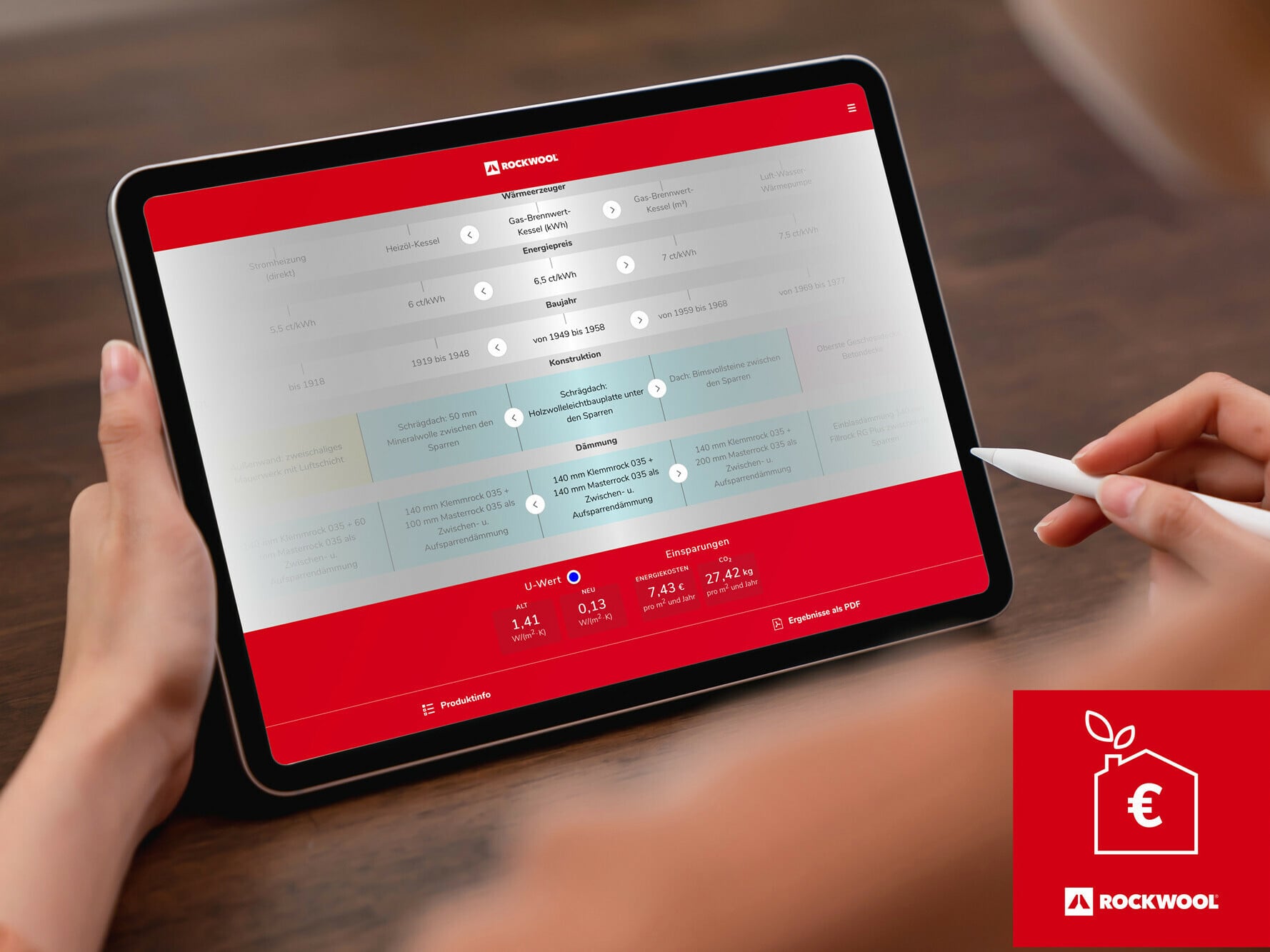 Das Online-Tool Einspar-Ratgeber unterstützt alle, die zu Fragen der energetischen Sanierung beraten. Zuverlässig lässt sich mit dem Programm ermitteln, wieviel Geld und CO2 eine Dach-, Fassaden- oder Kellerdeckendämmung pro Jahr spart und ob sie durch eine staatliche Förderung unterstützt wird.