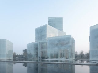 Das neue Tourismus- und Kulturzentrum in Xinxiang erinnert an gestapelte Eiswürfel. 