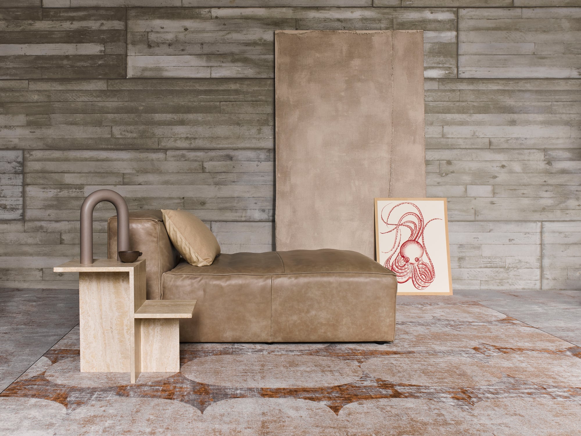 Die Innenarchitektin Odette Ex hat sich beim Entwurf der neuen Kollektion Desso &Ex Nature für Tarkett von lebenden Materialien wie Moos, Sand und Blüten inspirieren lassen.