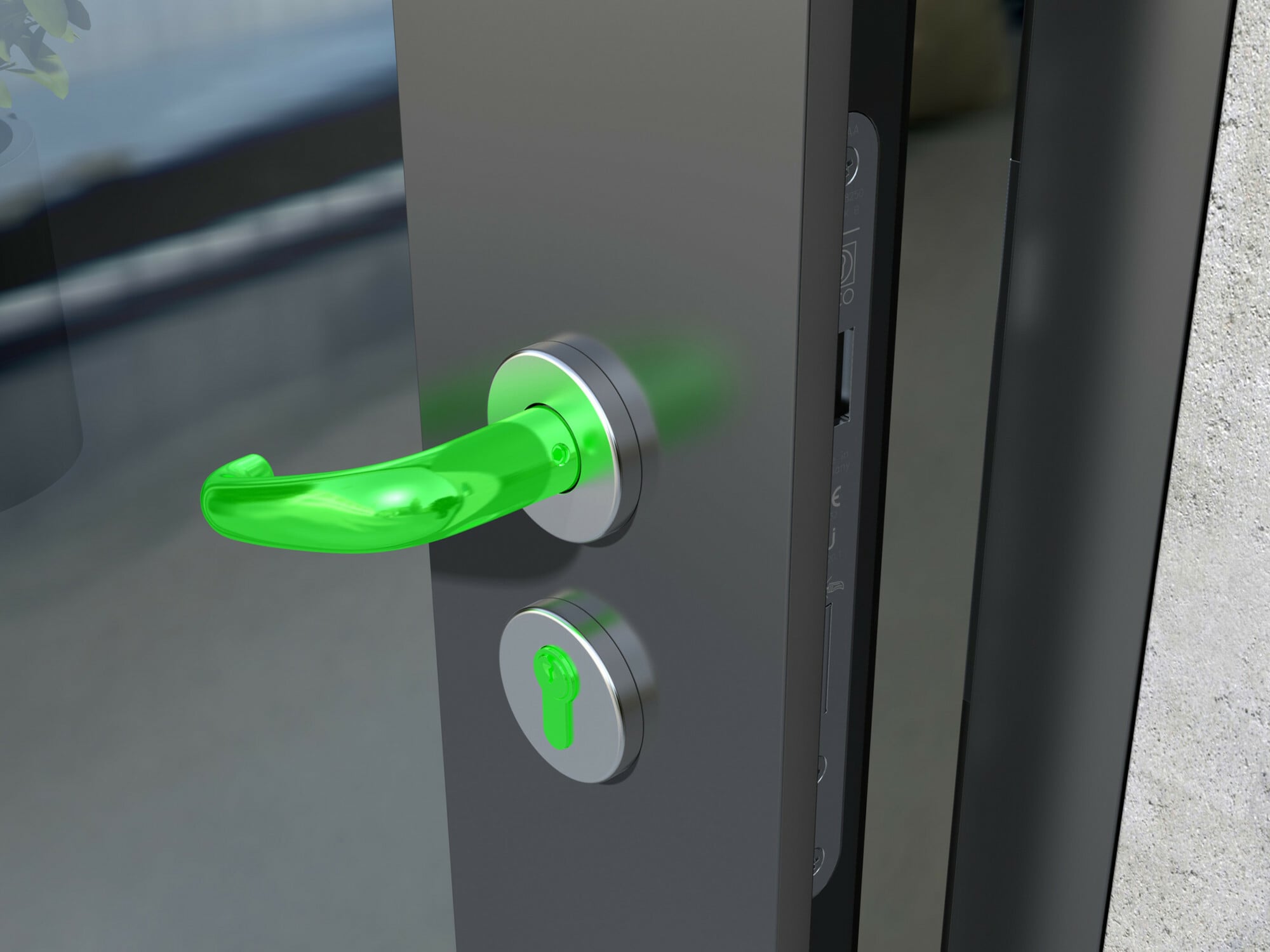 Türsysteme von ECO lassen sich mit der Panikfunktion D ausstatten, welche eine schnelle Entfluchtung und Durchgangsfunktion, aber auch die Feuerwehrfunktion gewährleistet.