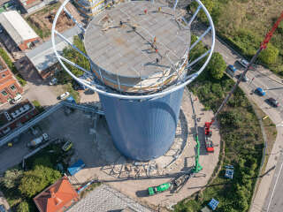 55 Meter hoch ist der Energie- und Zukunftsspeicher, das künftige Wahrzeichen der Heidelberger Stadtwerke.