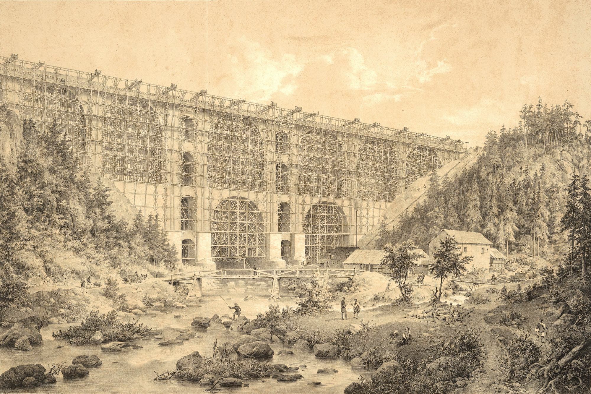 Zum Zeitpunkt der Errichtung rund um das Jahr 1850 wurde ein Holzgerüst verwendet.