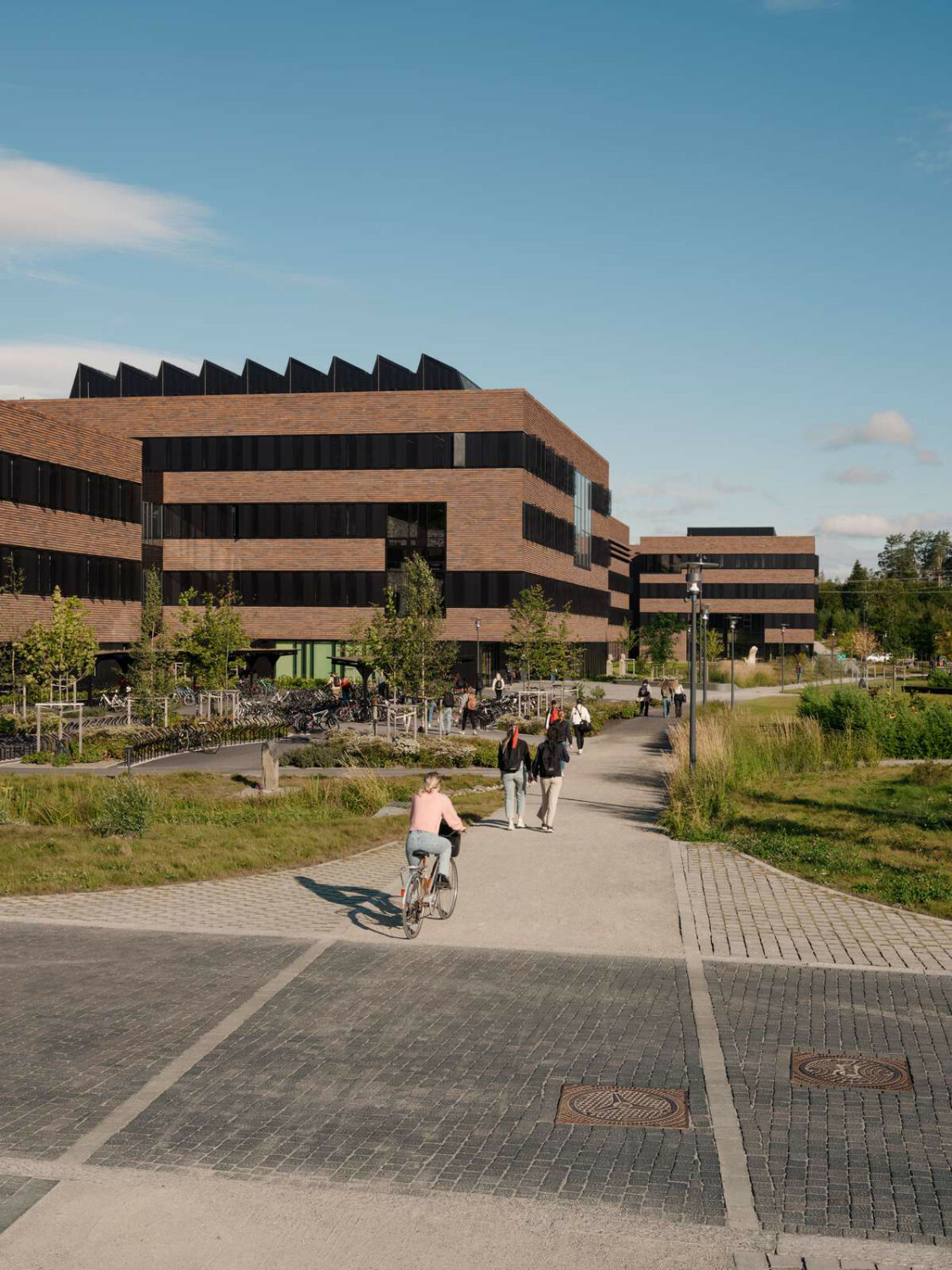 Henning Larsen Architects gewannen 2012 den für das Projekt ausgelobten Wettbewerb mit dem Entwurf einer Lernlandschaft, in der Offenheit und Durchgängigkeit mit abtrennbaren Sicherheitszonen verbunden werden.