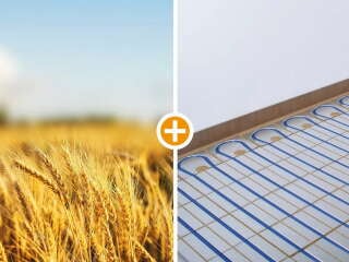 Beim Flächenheizungssystem Ideal Classic Öko ST wird Stroh als Dämmstoffträger verwendet, ein Nebenprodukt der Landwirtschaft und ein pflanzlicher, schnell nachwachsender Rohstoff.