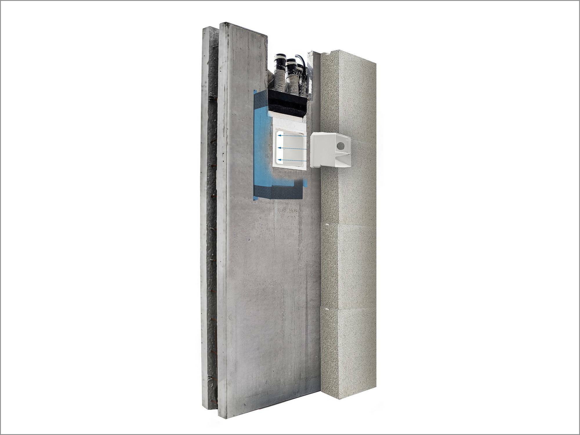 Das neue Fertigwand-Rohbauset für das freeAir 100 Lüftungsgerät ermöglicht den passgenauen Einbau des Systems bereits im Werk.