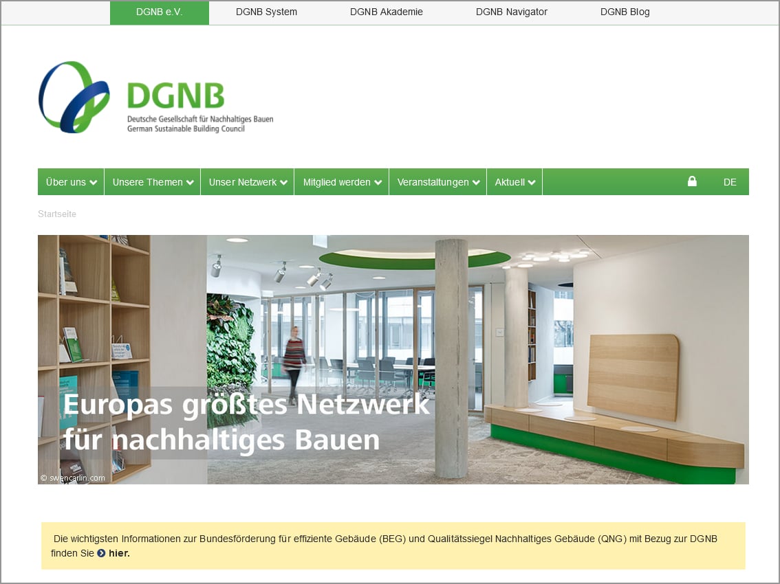 Die DGNB setzt sich für nachweislich gute Gebäude, lebenswerte Quartiere, kurzum für eine zukunftsfähige gebaute Umwelt ein.