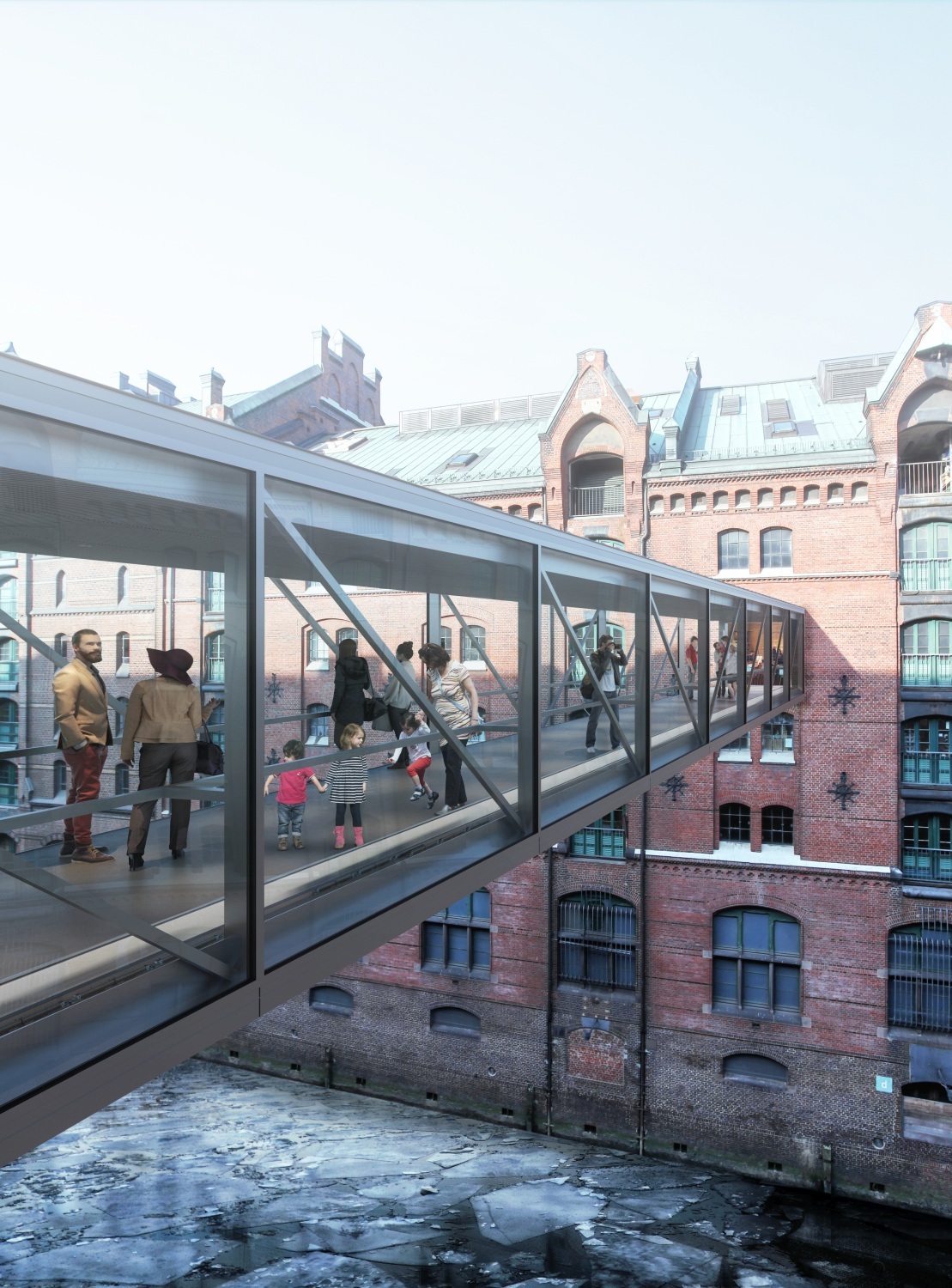 1. Preis in der Kategorie Fuß- und Radwegbrücken: Brücke Miniatur Wunderland in Hamburg von panta ingenieure