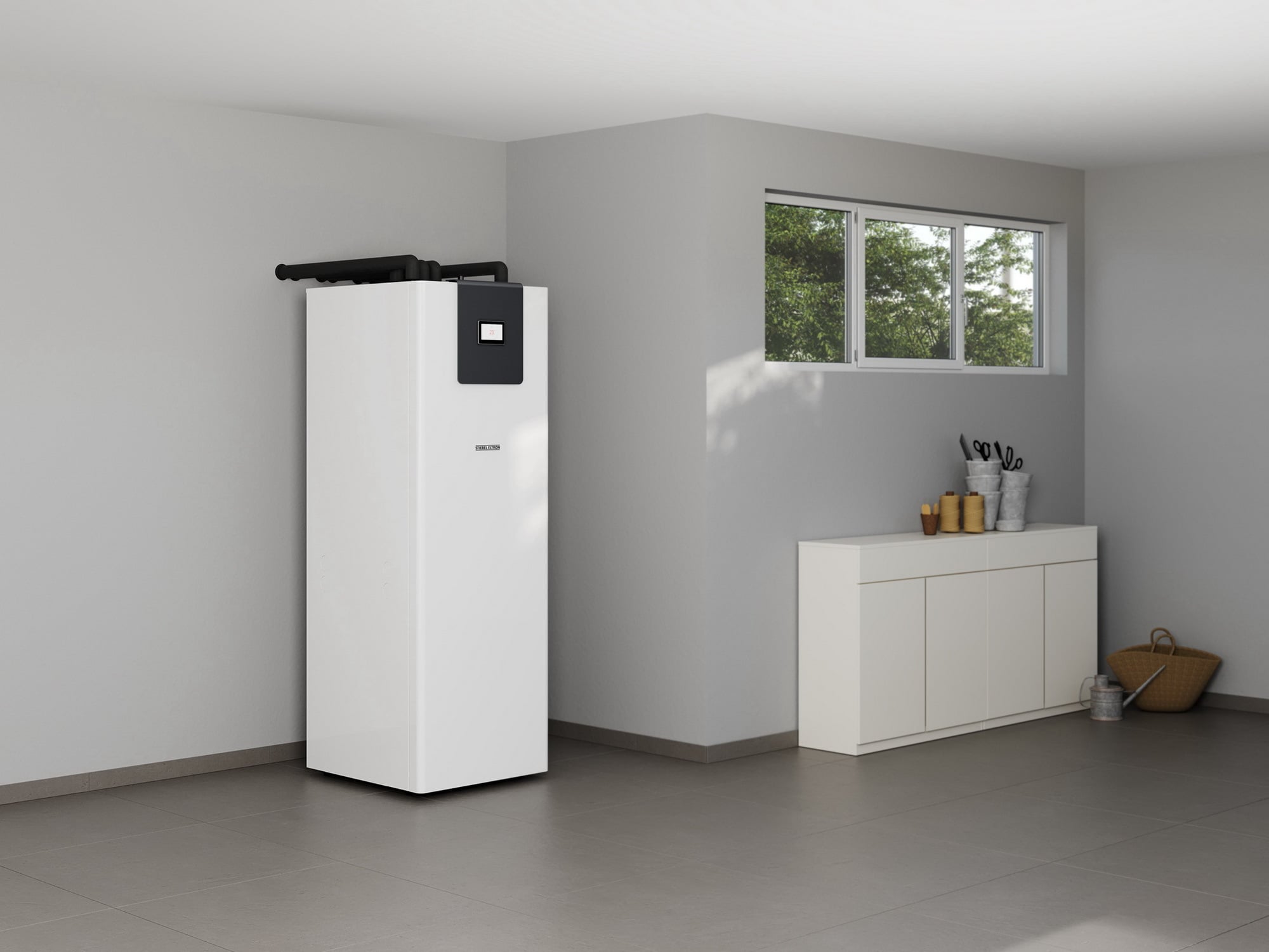 Die kompakte Sole-Wasser-Wärmepumpe WPE-I Plus von Stiebel Eltron arbeitet effizienter und leiser und ist installationsfreundlicher als ihr Vorgängermodell.
