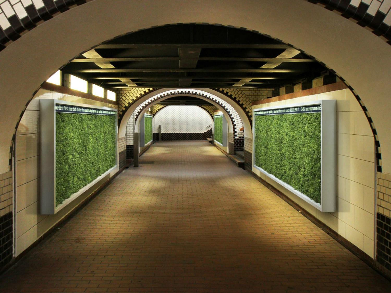 Die sensorengesteuerte Moosmodule des Brandenburger Unternehmens Green City Solutions binden und verstoffwechseln Feinstaub aus der Luft.