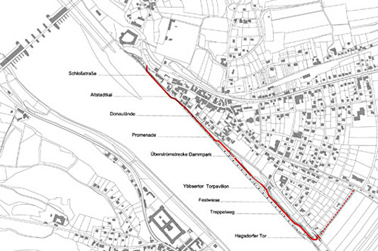 1,6 km lang ist die Hochwasserschutzmauer