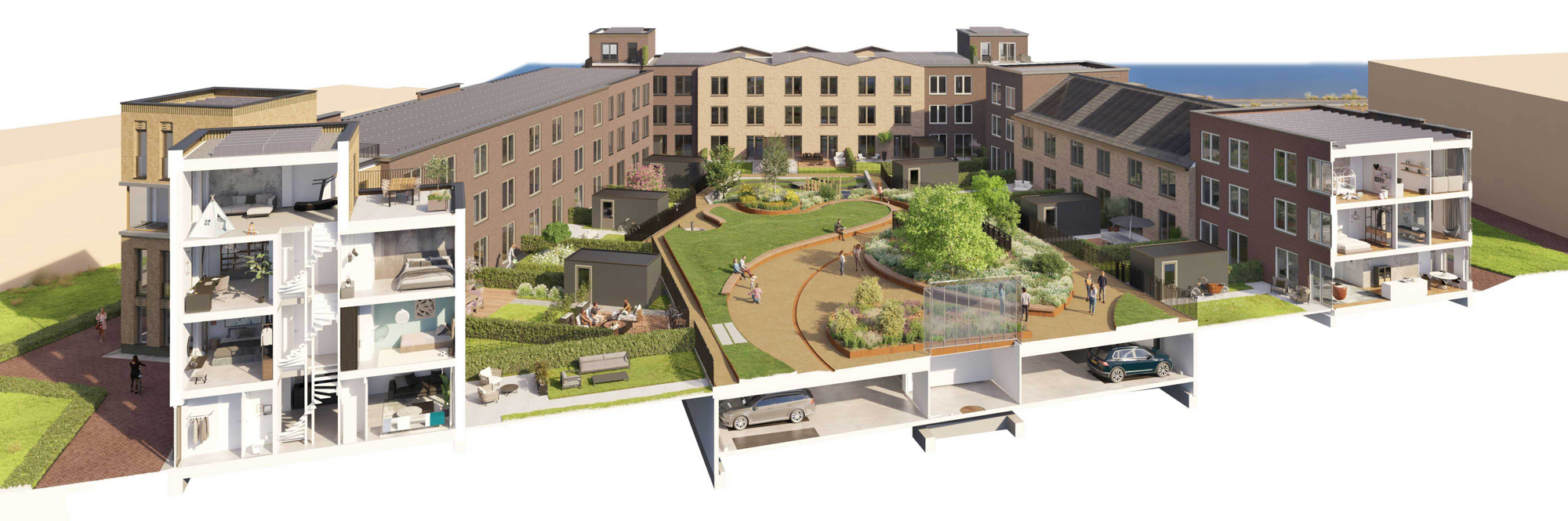 Praxisbeispiel Vogelhof, Utrecht: Schematische Darstellung des Projekts. 