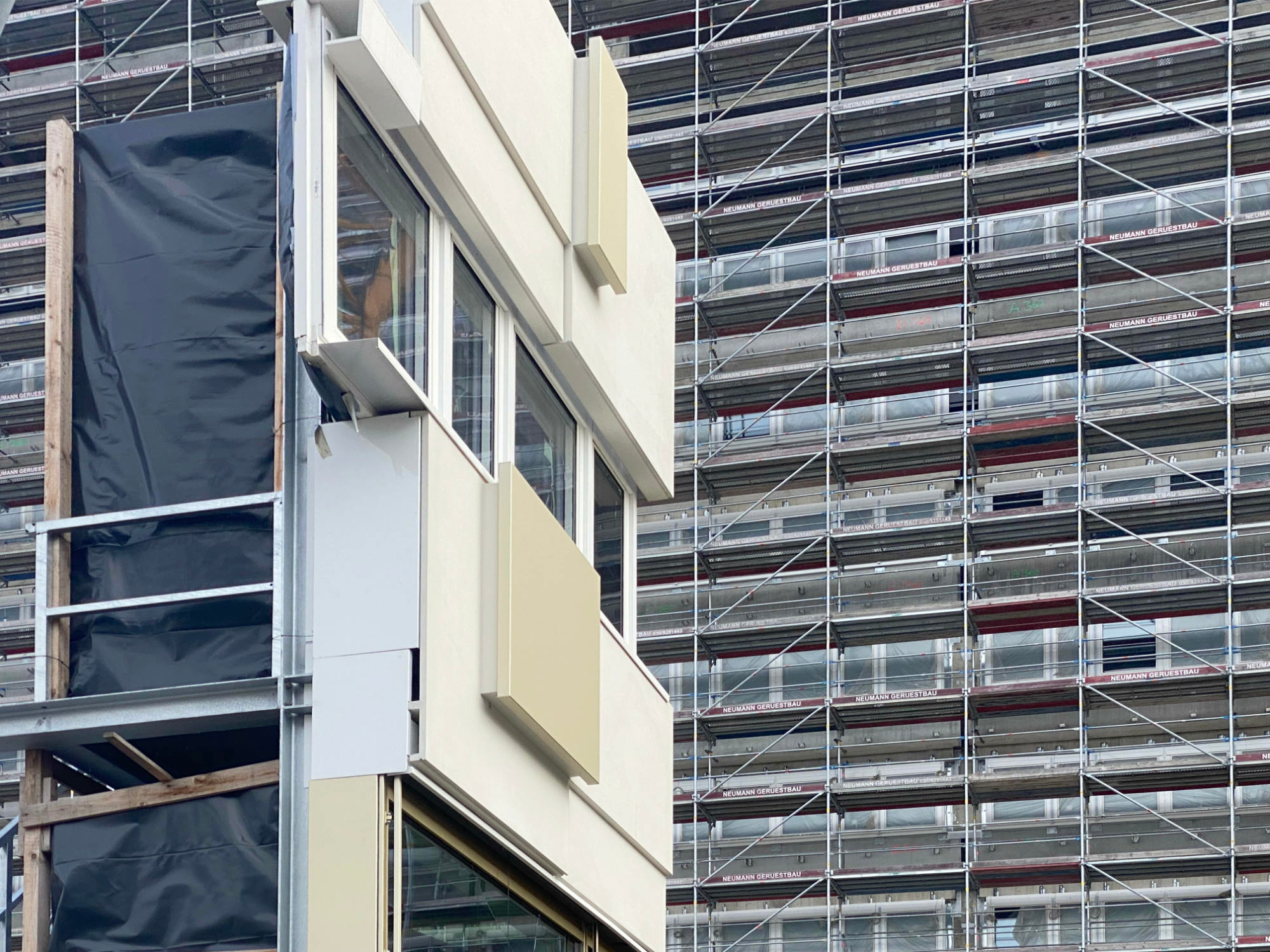 Mockup der neuen Fassade für das Haus der Statistik in Berlin.