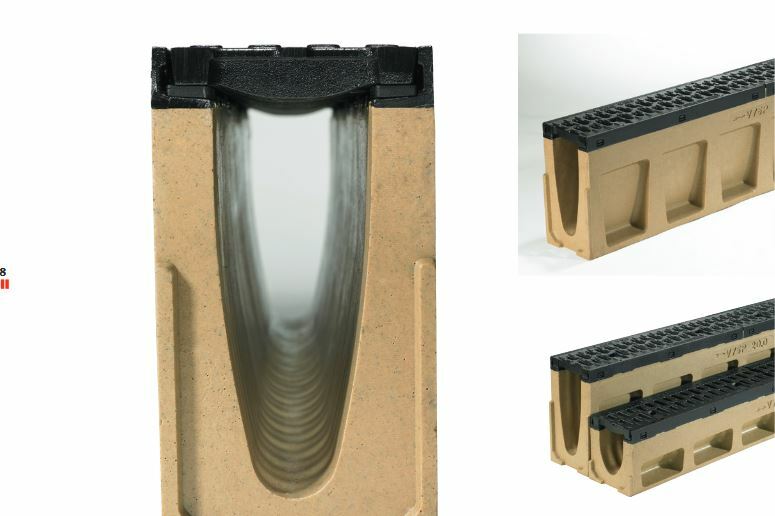 Die Rinnenkörper sind schmal und lassen sich einfach integrieren; dank des hydraulisch wirksamen, v-förmigen Querschnitts und einer durchgängig glatten Rinnensohle wird die Selbstreinigung des Systems verbessert.