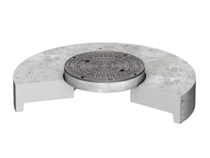 Schachtabdeckung für Schlammfänge mit Deckel aus Gusseisen.